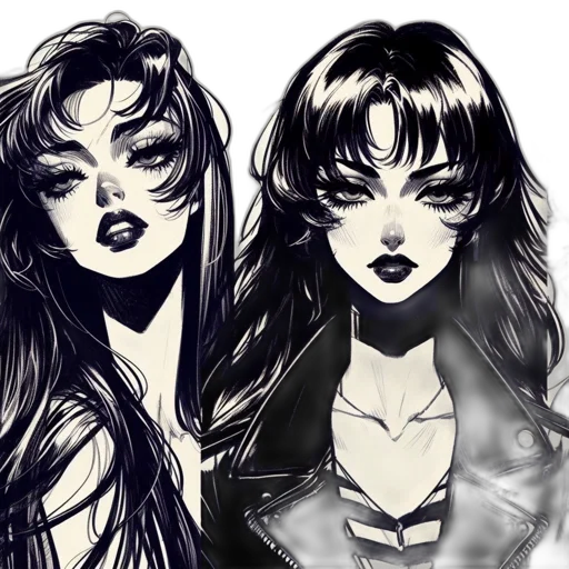 comic book art, concept art, fantasy art, anime, monochrome, dark, neon, red transparent PNG cut-out