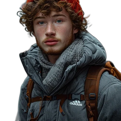 jacket, hat, face, animal, photorealistic, concept art, 3d render, fantasy art transparent PNG cut-out