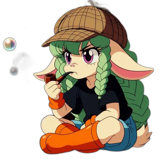 hat, staff, dragon, anime, cartoon, pixel art, concept art, green transparent PNG cut-out