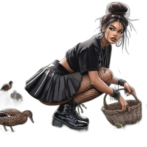 concept art, fantasy art, photorealistic, comic book art, young, woman, dark, hair transparent PNG cut-out