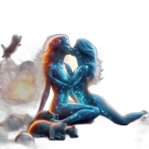 concept art, comic book art, fantasy art, pixel art, underwater, outer space, fire, neon lights transparent PNG cut-out