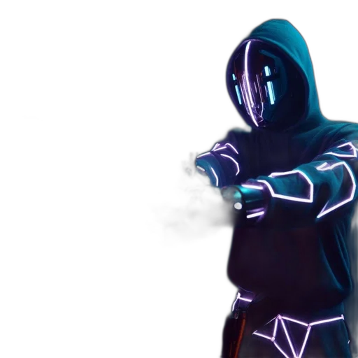 robot, mask, sword, weapon, concept art, 3d render, vaporwave, fantasy art transparent PNG cut-out