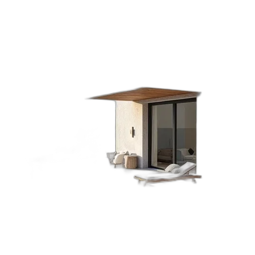 furniture, building, umbrella, 3d render transparent PNG cut-out
