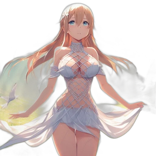 dress, staff, sword, robot, anime, fantasy art, concept art, 3d render transparent PNG cut-out