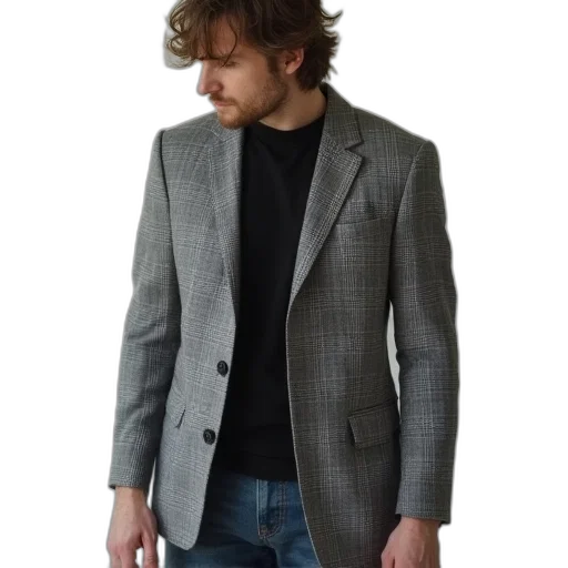 jacket, staff, hair, 3d render transparent PNG cut-out
