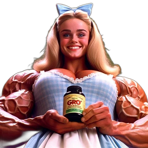 food, dress, bottle, crown, vaporwave, photorealistic, muscular, woman transparent PNG cut-out