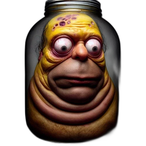 bottle, creature, face, mask, 3d render, photorealistic, concept art, cartoon transparent PNG cut-out