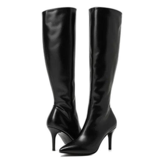 shoes, pair, black, high-heeled, boots, pointed, toe, tall transparent PNG cut-out