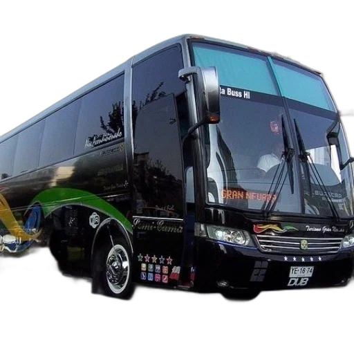 staff, 3d render, photorealistic, black, bus, green, yellow, accents transparent PNG cut-out