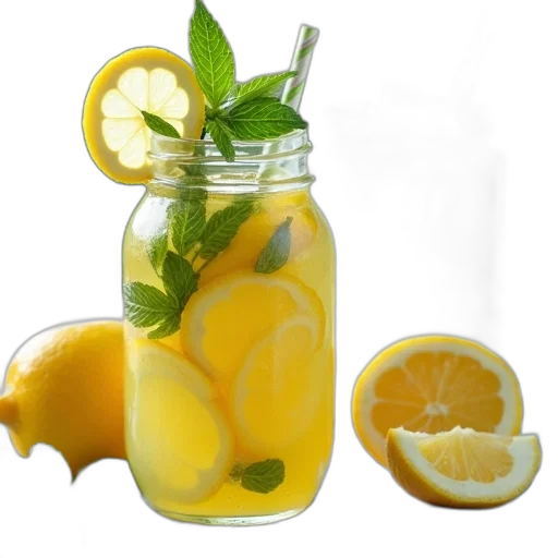 food, bottle, photorealistic, 3d render, glass, jar, filled, lemon transparent PNG cut-out