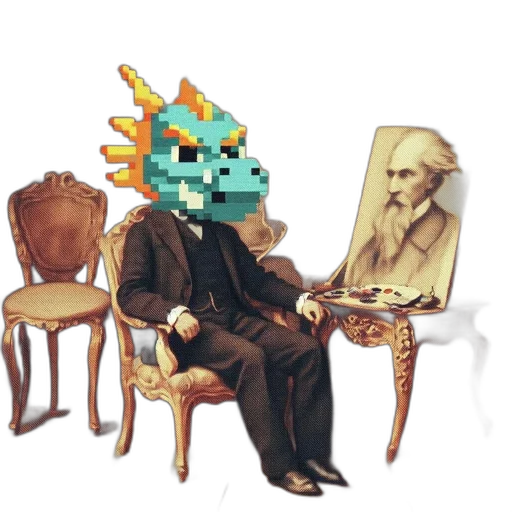 furniture, mask, dragon, robot, pixel art, vaporwave, concept art, fantasy art transparent PNG cut-out