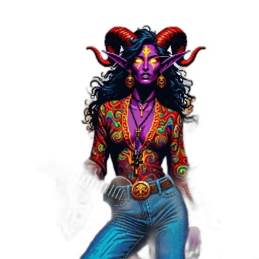 jewelry, concept art, fantasy art, pixel art, comic book art, dark, neon, red transparent PNG cut-out