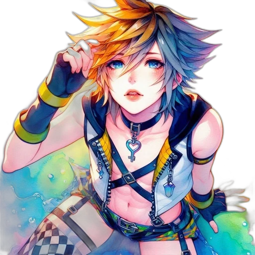 sword, watercolor, fantasy art, concept art, anime, colorful, blue, pastel transparent PNG cut-out