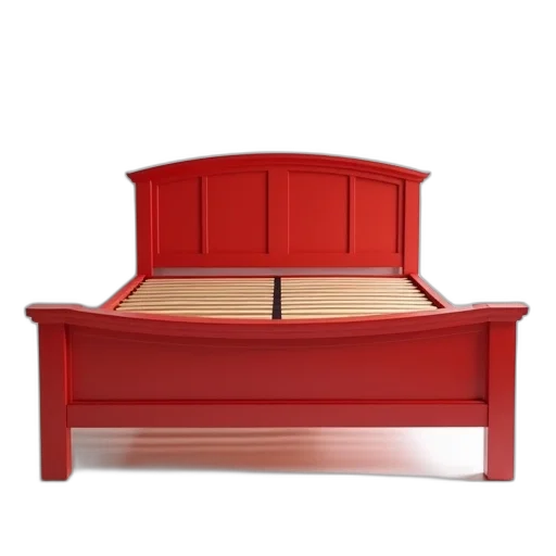 furniture, crown, 3d render, red, wooden, bed, frame, curved transparent PNG cut-out