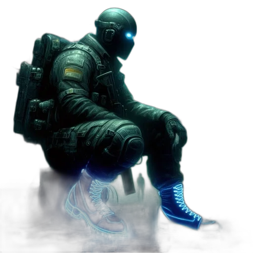 jacket, shoes, weapon, robot transparent PNG cut-out