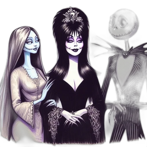 jewelry, concept art, fantasy art, comic book art, cartoon, monochrome, dark, three transparent PNG cut-out