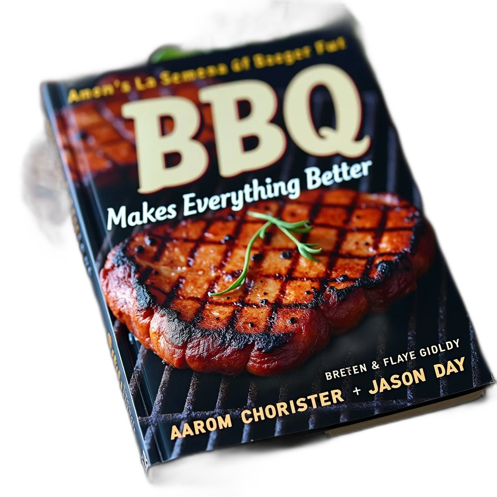 food, photorealistic, cover, book, bbq, makes, everything, better transparent PNG cut-out