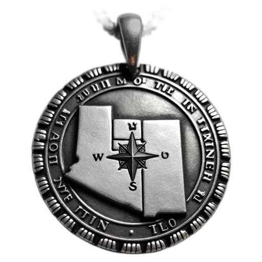 jewelry, sword, staff, weapon, 3d render, silver, necklace, circular transparent PNG cut-out