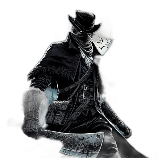 mask, jacket, weapon, robot, concept art, comic book art, fantasy art, cyberpunk transparent PNG cut-out