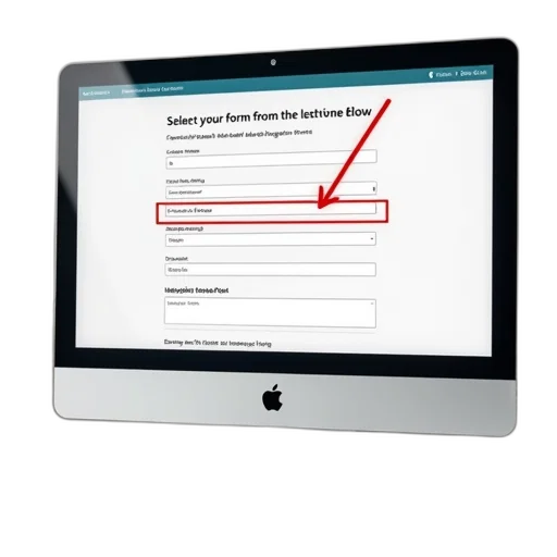 computer, screen, displaying, form, red, arrow, pointing, user transparent PNG cut-out