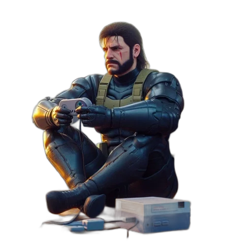 jacket, weapon, face, sword, concept art, 3d render, cyberpunk, pixel art transparent PNG cut-out