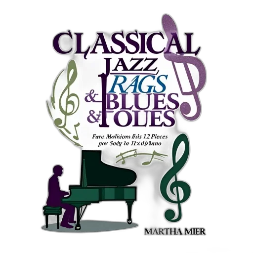book, cover, titled, classical, jazz, rags, blues, martha transparent PNG cut-out