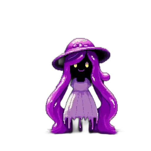 hat, staff, dress, creature, pixel art, concept art, 3d render, fantasy art transparent PNG cut-out