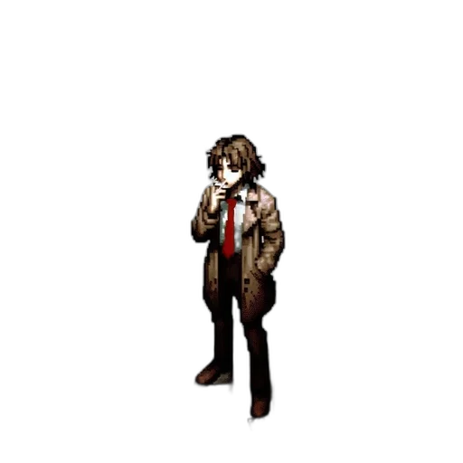 jacket, staff, animal, weapon, pixel art, concept art, 3d render, cartoon transparent PNG cut-out