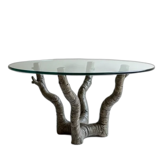 furniture, tree, jewelry, 3d render, forest, round, glass, table transparent PNG cut-out