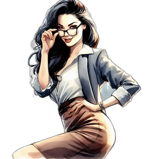 staff, dress, comic book art, cartoon, concept art, anime, earth tones, monochrome transparent PNG cut-out