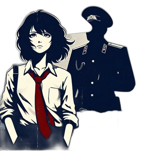jacket, weapon, staff, face, concept art, anime, comic book art, pixel art transparent PNG cut-out