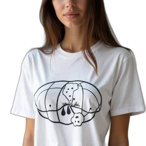 outer space, woman, wearing, white, t-shirt, black, graphic, design transparent PNG cut-out