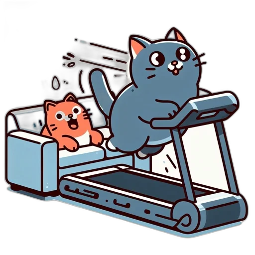 pixel art, concept art, two, animated, cats, one, blue, runs transparent PNG cut-out