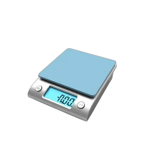 3d render, digital, kitchen, scale, blue, display, screen, silver transparent PNG cut-out