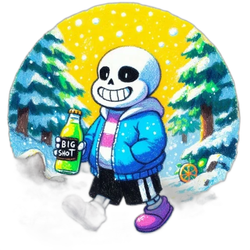 jacket, staff, pixel art, concept art, fantasy art, cartoon, snow, monochrome transparent PNG cut-out
