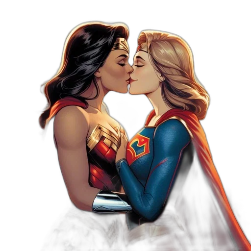 comic book art, concept art, two, iconic, female, superheroes, wonder, woman transparent PNG cut-out