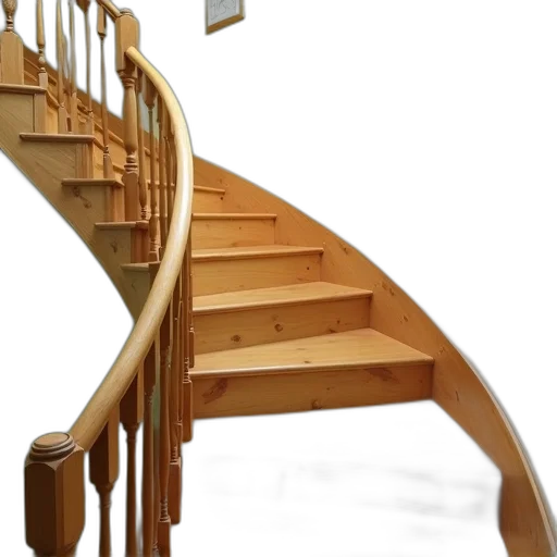 furniture, staff, 3d render, photorealistic, concept art, wooden, staircase, curved transparent PNG cut-out