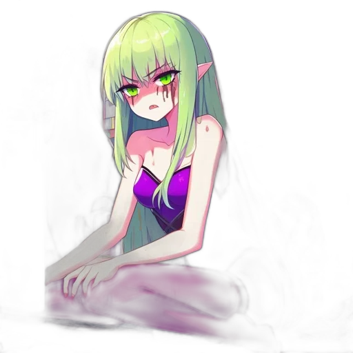 creature, dress, robot, hair, anime, pixel art, concept art, watercolor transparent PNG cut-out