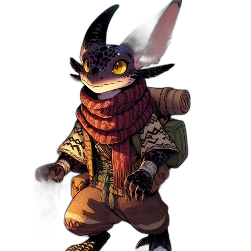 dragon, staff, animal, jacket, concept art, fantasy art, pixel art, comic book art transparent PNG cut-out
