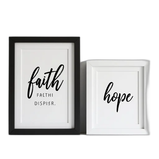 three, framed, faith, hope transparent PNG cut-out