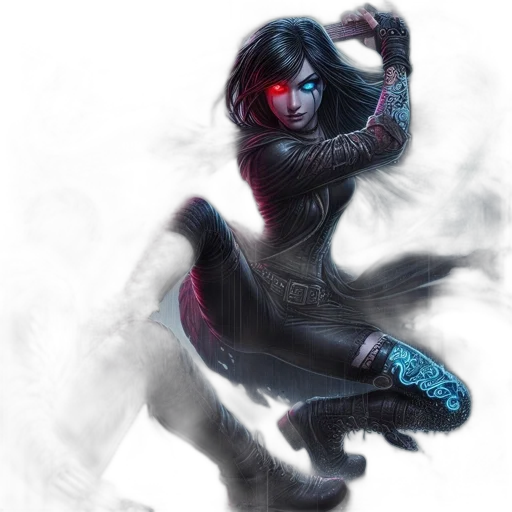 mask, concept art, comic book art, fantasy art, cyberpunk, dark, blue, woman transparent PNG cut-out