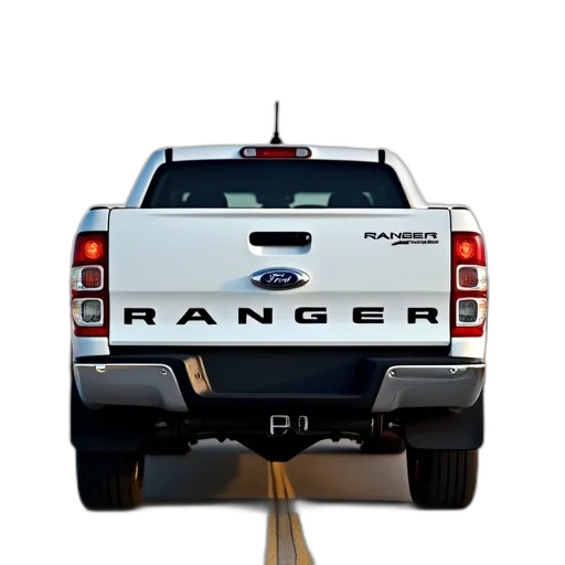car, rear, white, pickup, truck, visible, featuring, ranger transparent PNG cut-out