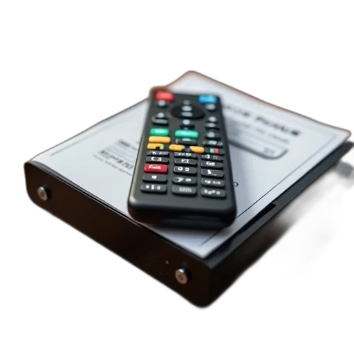 remote, control, placed, top, device, manual, underneath, has transparent PNG cut-out