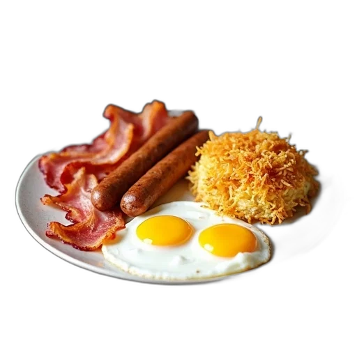 food, weapon, photorealistic, 3d render, fog, breakfast, plate, eggs transparent PNG cut-out