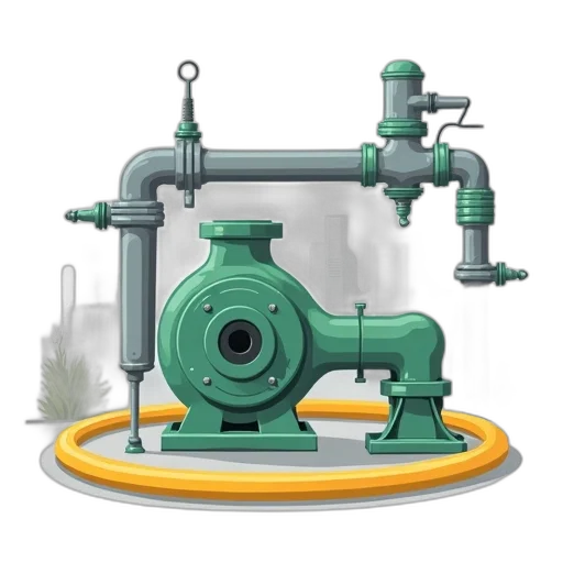 3d render, concept art, complex, system, pipes, pumps, depicted, stylized transparent PNG cut-out