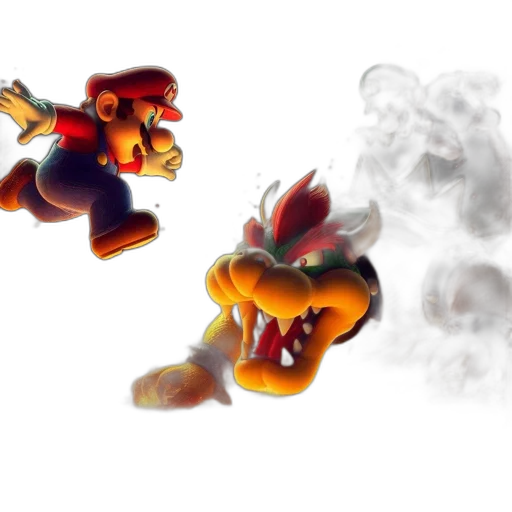 concept art, 3d render, pixel art, watercolor, fire, fog, red, mario transparent PNG cut-out
