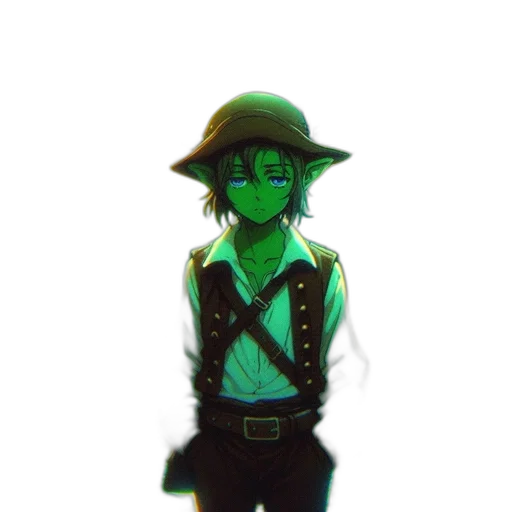 staff, hat, mask, jacket, pixel art, concept art, fantasy art, 3d render transparent PNG cut-out