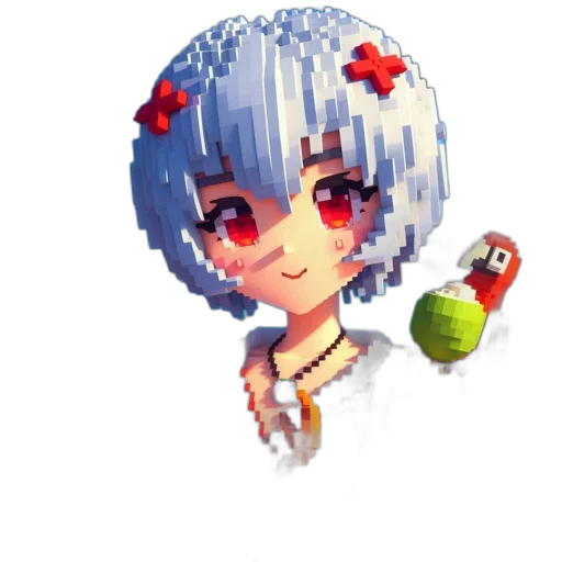 staff, robot, face, weapon, pixel art, anime, 3d render, concept art transparent PNG cut-out
