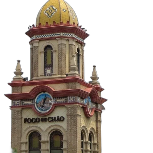 building, 3d render, photorealistic, yellow, dome, red, trim, has transparent PNG cut-out