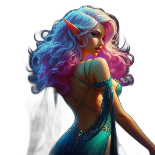 dress, fantasy art, concept art, pixel art, photorealistic, pastel, blue, colorful transparent PNG cut-out
